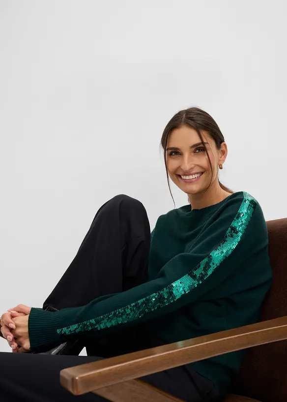 Maglione in filato fine con paillettes, bonprix