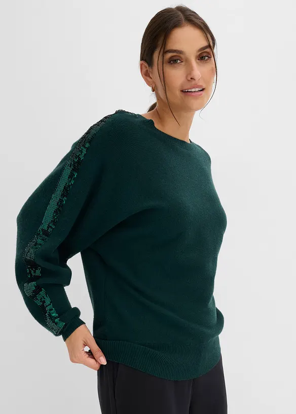 Maglione in filato fine con paillettes, bonprix