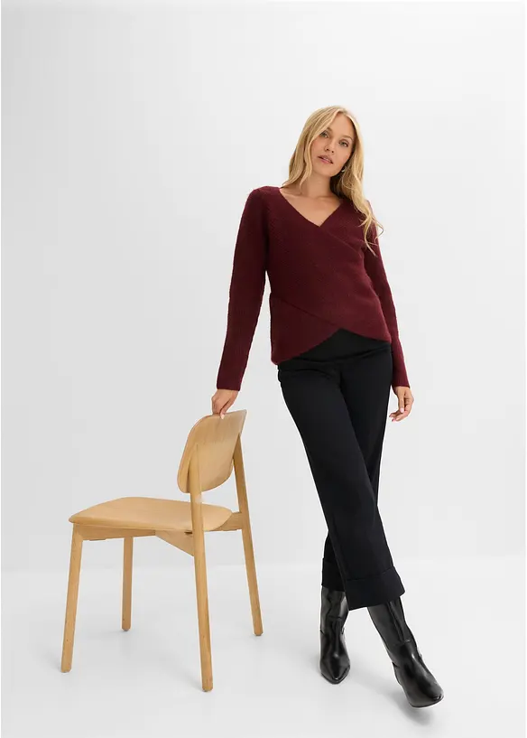 Maglione incrociato con scollatura a V, bonprix