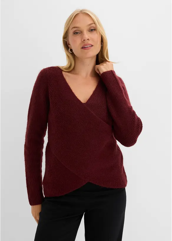 Maglione incrociato con scollatura a V, bonprix