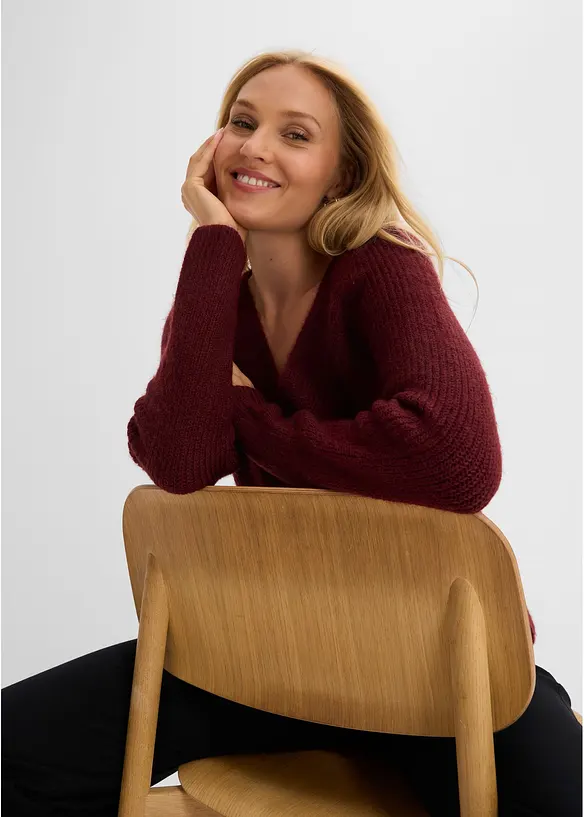 Maglione incrociato con scollatura a V, bonprix