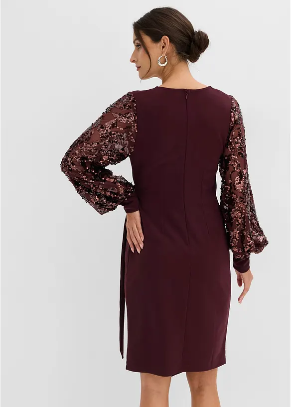Abito midi con paillettes alle maniche, bonprix
