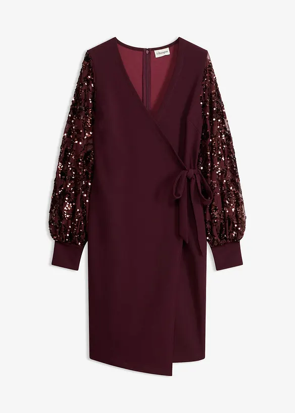 Abito midi con paillettes alle maniche, bonprix