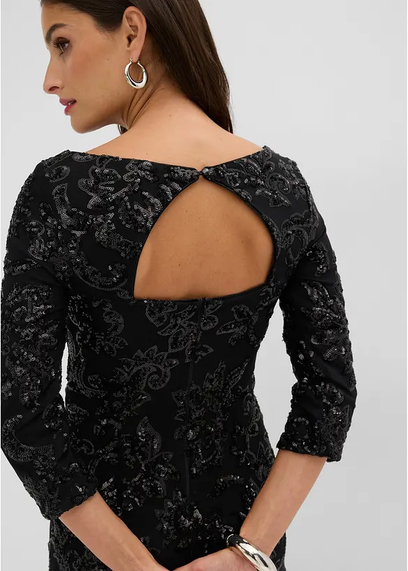 Abito con paillettes e scollatura sulla schiena, bonprix