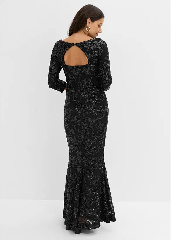 Abito con paillettes e scollatura sulla schiena, bonprix