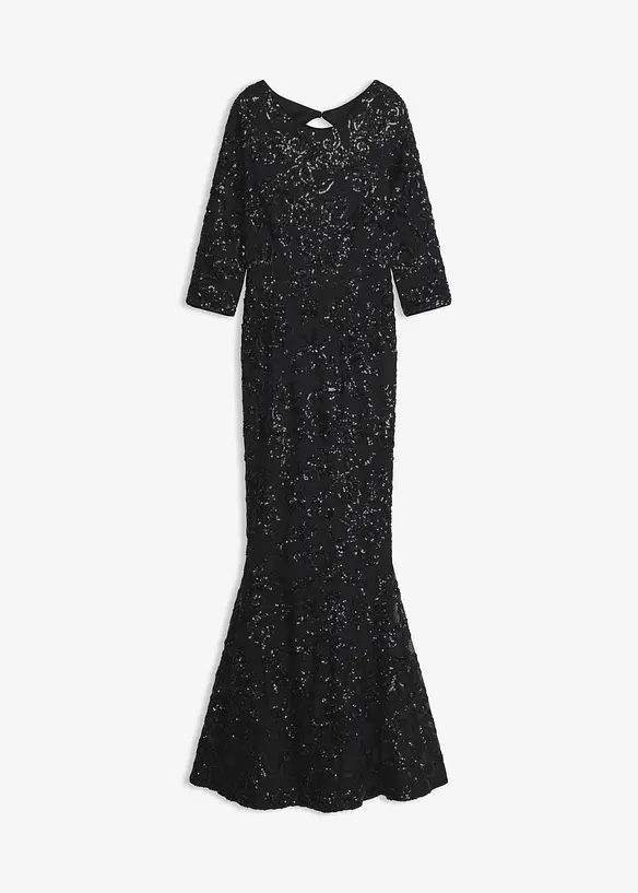 Abito con paillettes e scollatura sulla schiena, bonprix