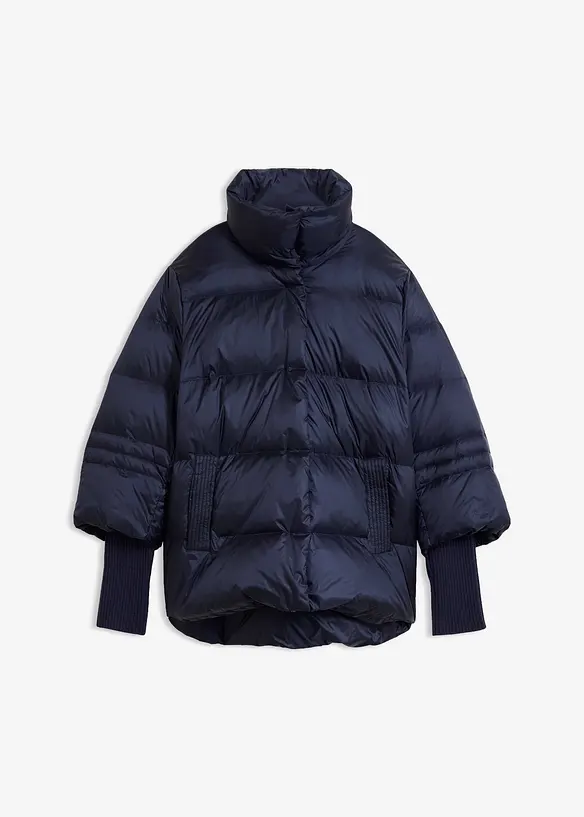 Piumino con piume riciclate e maniche di maglia, bonprix