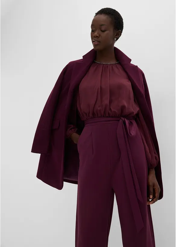 Tuta elegante con chiffon e cintura da annodare, bonprix