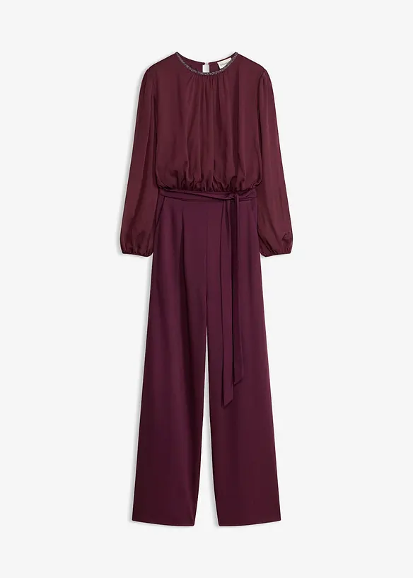 Tuta elegante con chiffon e cintura da annodare, bonprix