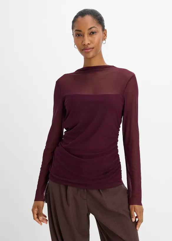 Maglia a maniche lunghe in mesh delicato, bonprix