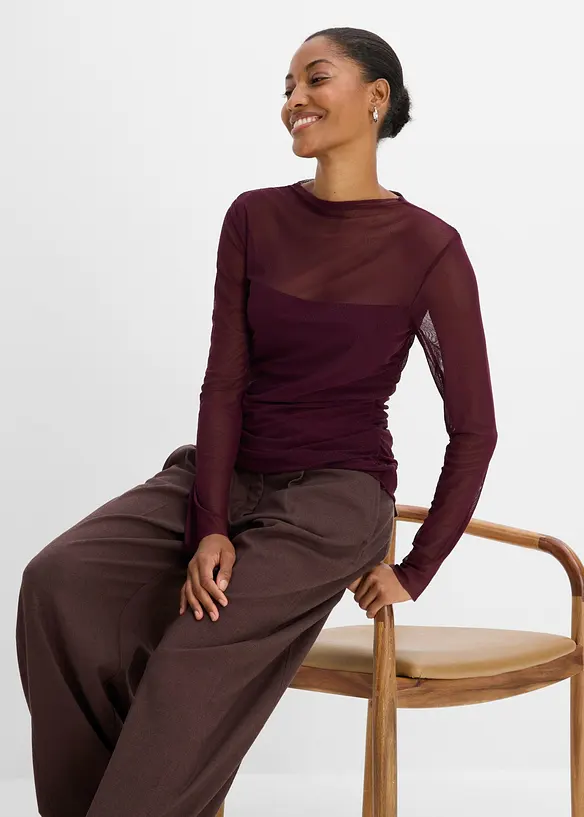 Maglia a maniche lunghe in mesh delicato, bonprix
