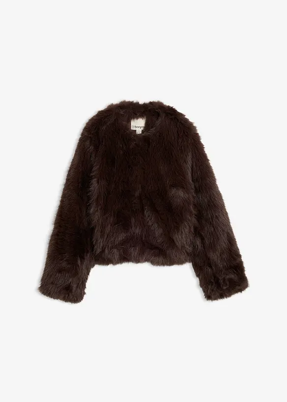 Giacca in ecopelliccia senza collo, bonprix