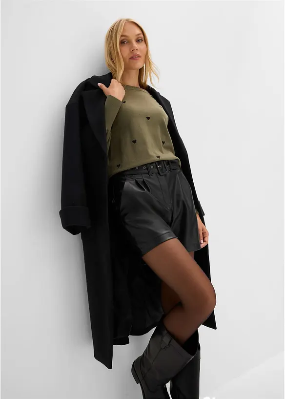 Shorts in similpelle con cintura, bonprix
