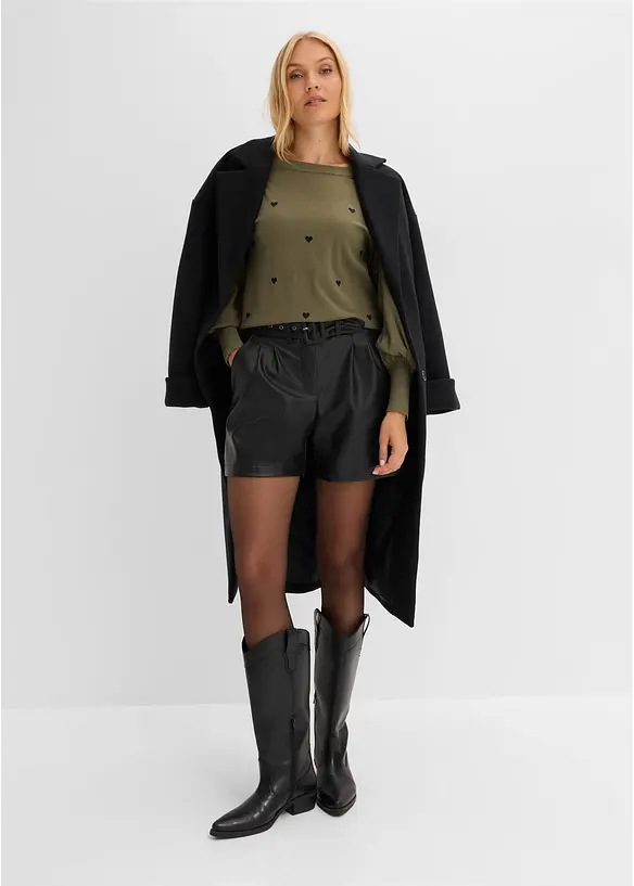 Shorts in similpelle con cintura, bonprix
