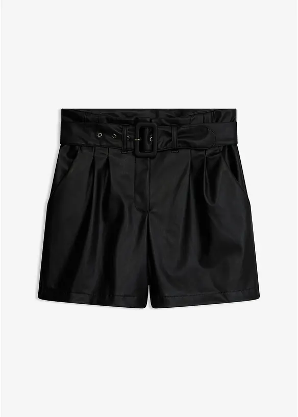Shorts in similpelle con cintura, bonprix