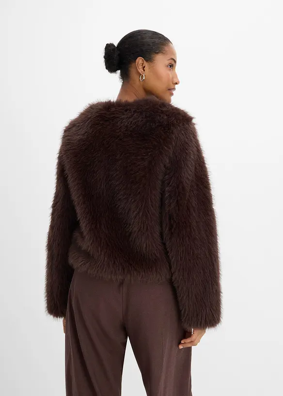 Giacca in ecopelliccia senza collo, bonprix
