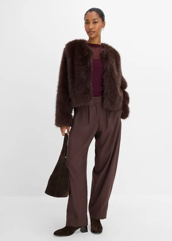 Giacca in ecopelliccia senza collo, bonprix