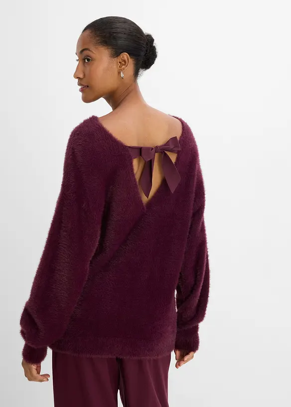 Maglione lungo in filato piumato morbido, bonprix