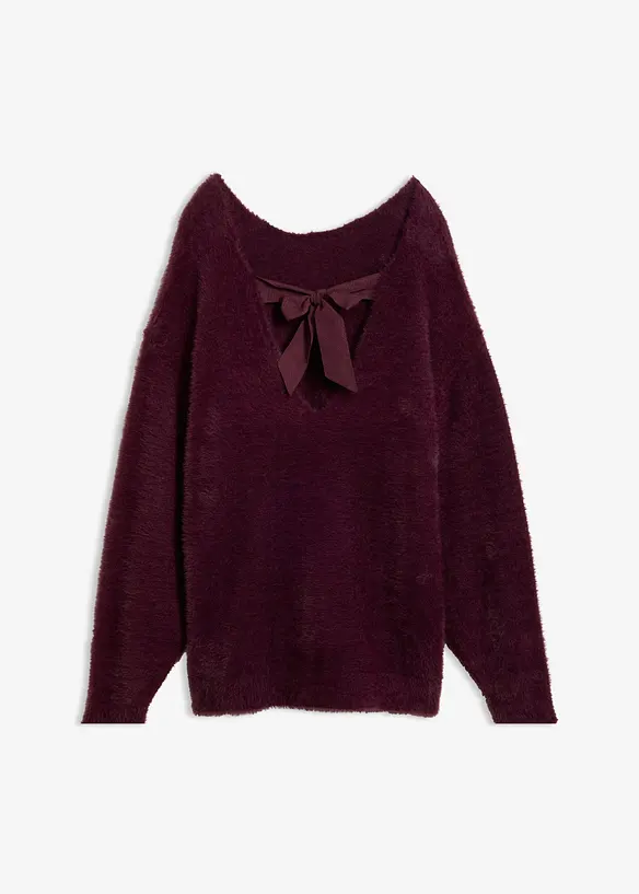 Maglione lungo in filato piumato morbido, bonprix