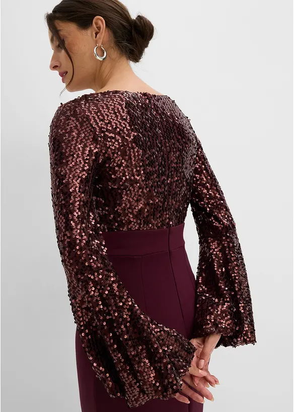 Abito midi con paillettes, bonprix