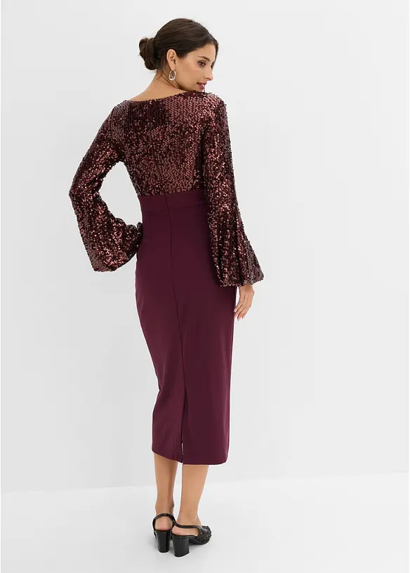 Abito midi con paillettes, bonprix
