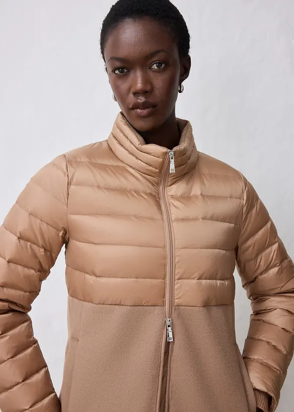 Piumino lungo in materiale misto con percentuale di lana, bonprix