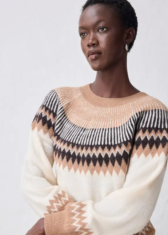 Maglione norvegese in morbido misto alpaca, bonprix