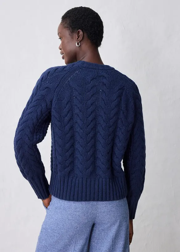Cardigan in fine lana merino a maglia grossa con motivo a trecce, bonprix
