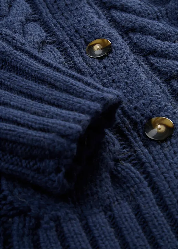 Cardigan in fine lana merino a maglia grossa con motivo a trecce, bonprix