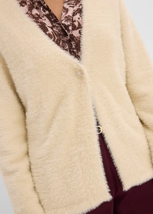 Cardigan in filato piumato, bonprix
