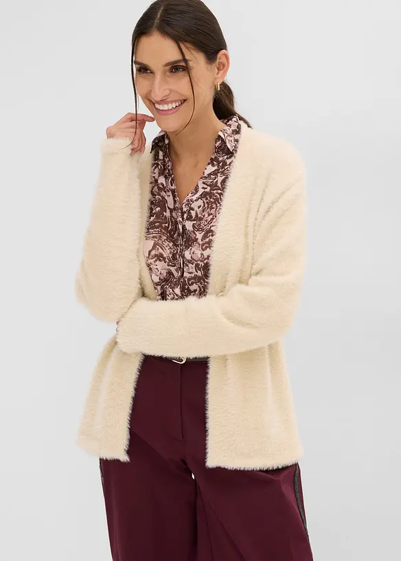 Cardigan in filato piumato, bonprix