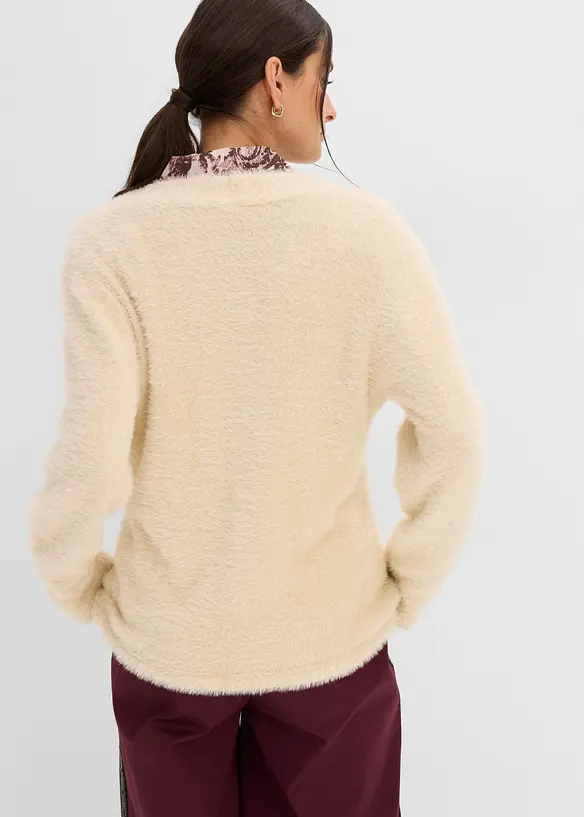 Cardigan in filato piumato, bonprix