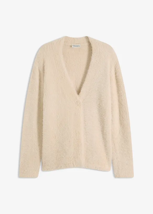 Cardigan in filato piumato, bonprix