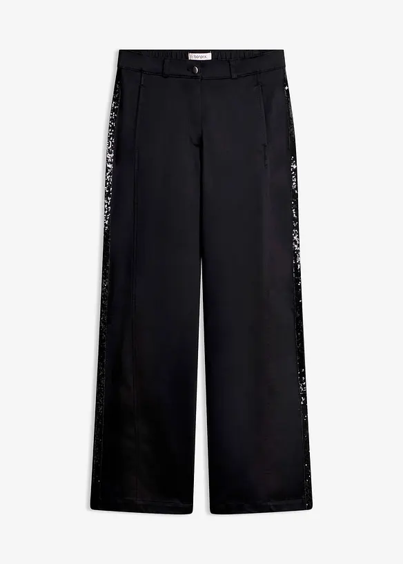 Pantaloni in cotone elasticizzato con bande laterali, bonprix