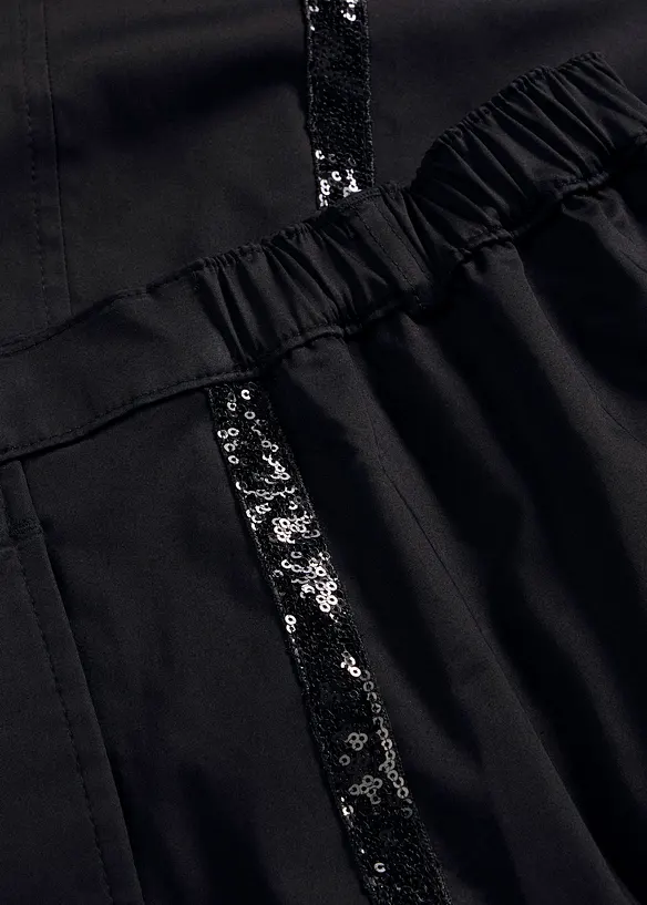Pantaloni in cotone elasticizzato con bande laterali, bonprix