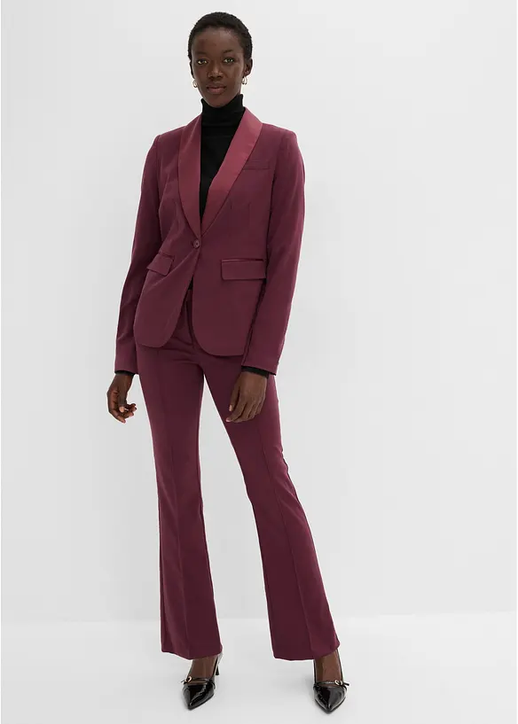 Tailleur giacca e pantaloni con inserto in satin, bonprix