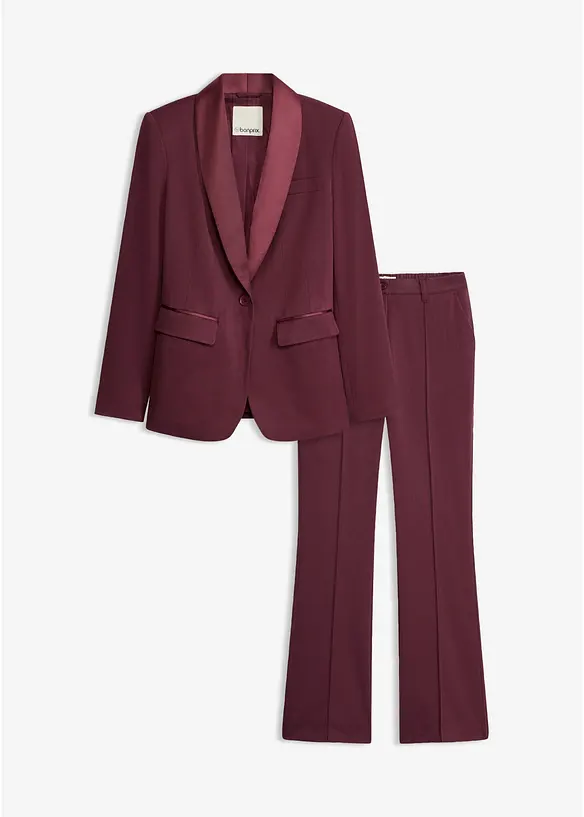 Tailleur giacca e pantaloni con inserto in satin, bonprix