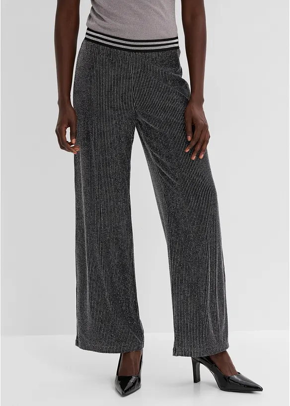 Pantaloni in jersey con righe glitterate, bonprix