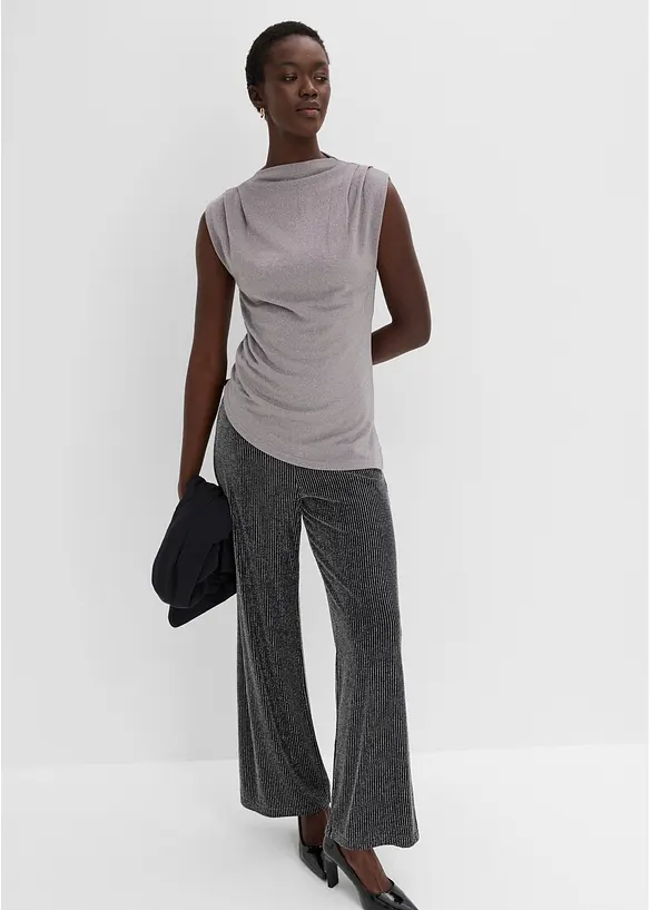 Pantaloni in jersey con righe glitterate, bonprix