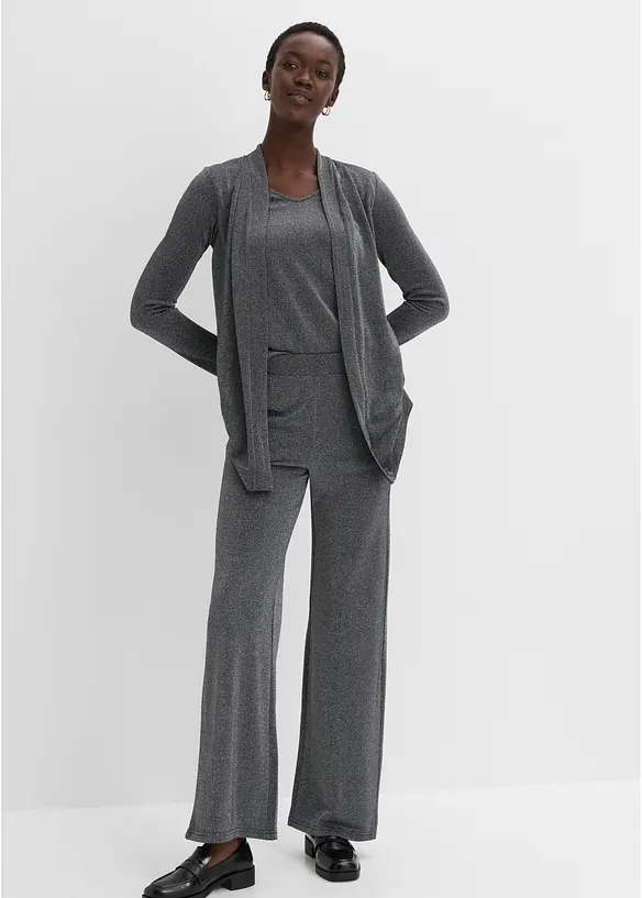 Maglia glitterata effetto 2 in 1 e pantaloni (set 2 pezzi), bonprix
