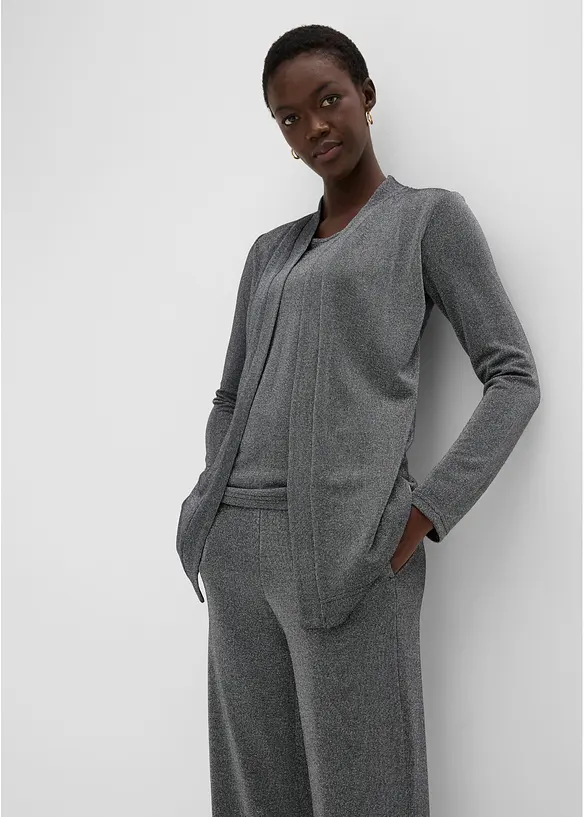 Maglia glitterata effetto 2 in 1 e pantaloni (set 2 pezzi), bonprix