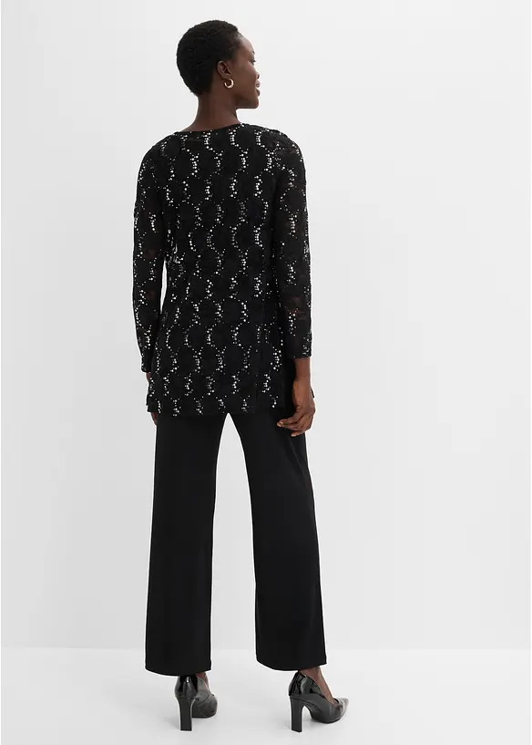 Cardigan in pizzo, top,  pantaloni (set 3 pezzi), bonprix