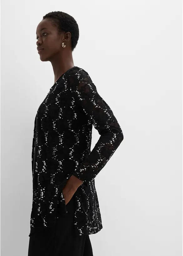 Cardigan in pizzo, top,  pantaloni (set 3 pezzi), bonprix
