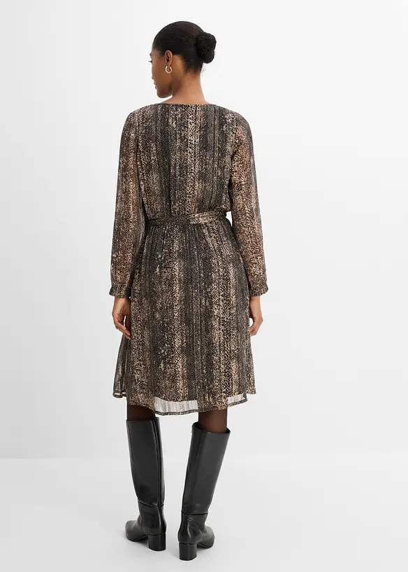 Abito in chiffon con cintura da annodare, bonprix