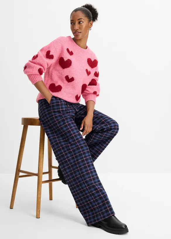 Pantaloni effetto lana con elastico in vita, bonprix