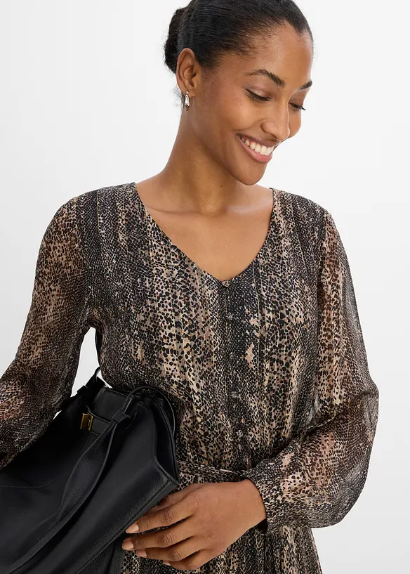 Abito in chiffon con cintura da annodare, bonprix
