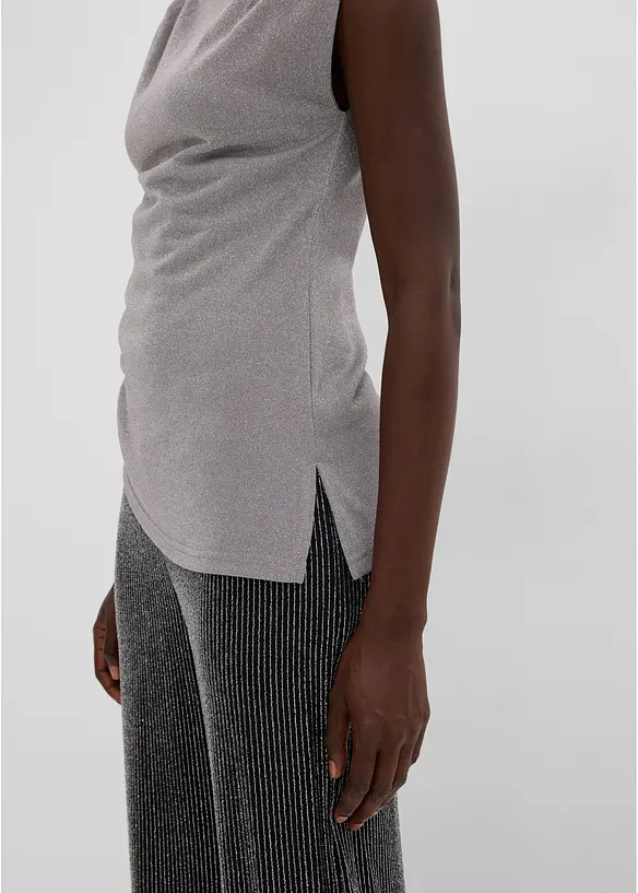 Maglia con fondo a punta e glitter, bonprix
