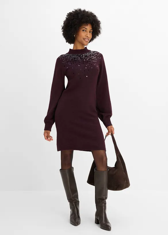 Abito in maglia con paillettes, bonprix
