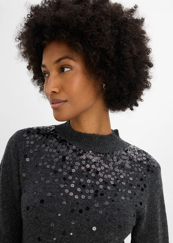 Abito in maglia con paillettes, bonprix