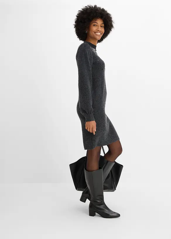 Abito in maglia con paillettes, bonprix